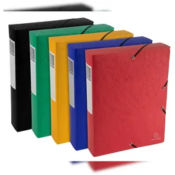 Exacompta 50910E 10x Archivboxen Scotten, Rücken 60mm mit Etikett, aus Colorspan-Karton 600g/qm, DIN A4 - Farben sortiert