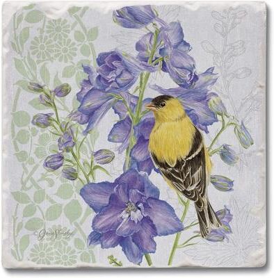 Counterart Absorbent Stone Beverage Coasters - Set of 4 - Delphinium Birdhouse - Multi-147