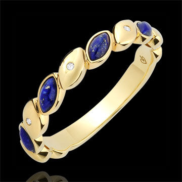 Edenly Trauring Felicitas - Lapislazuli und Diamanten - 375er Gelbgold