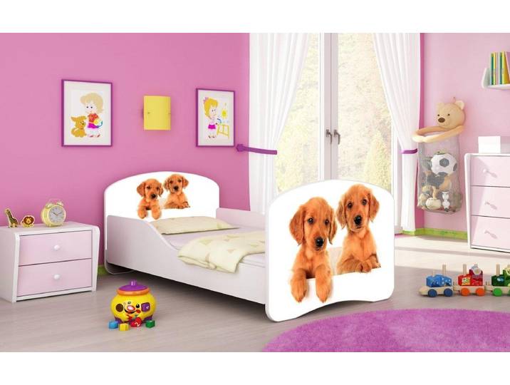 Kinderbett Milena mit verschiedenen Mustern - 180x80 - Dogs - Luxusbetten24