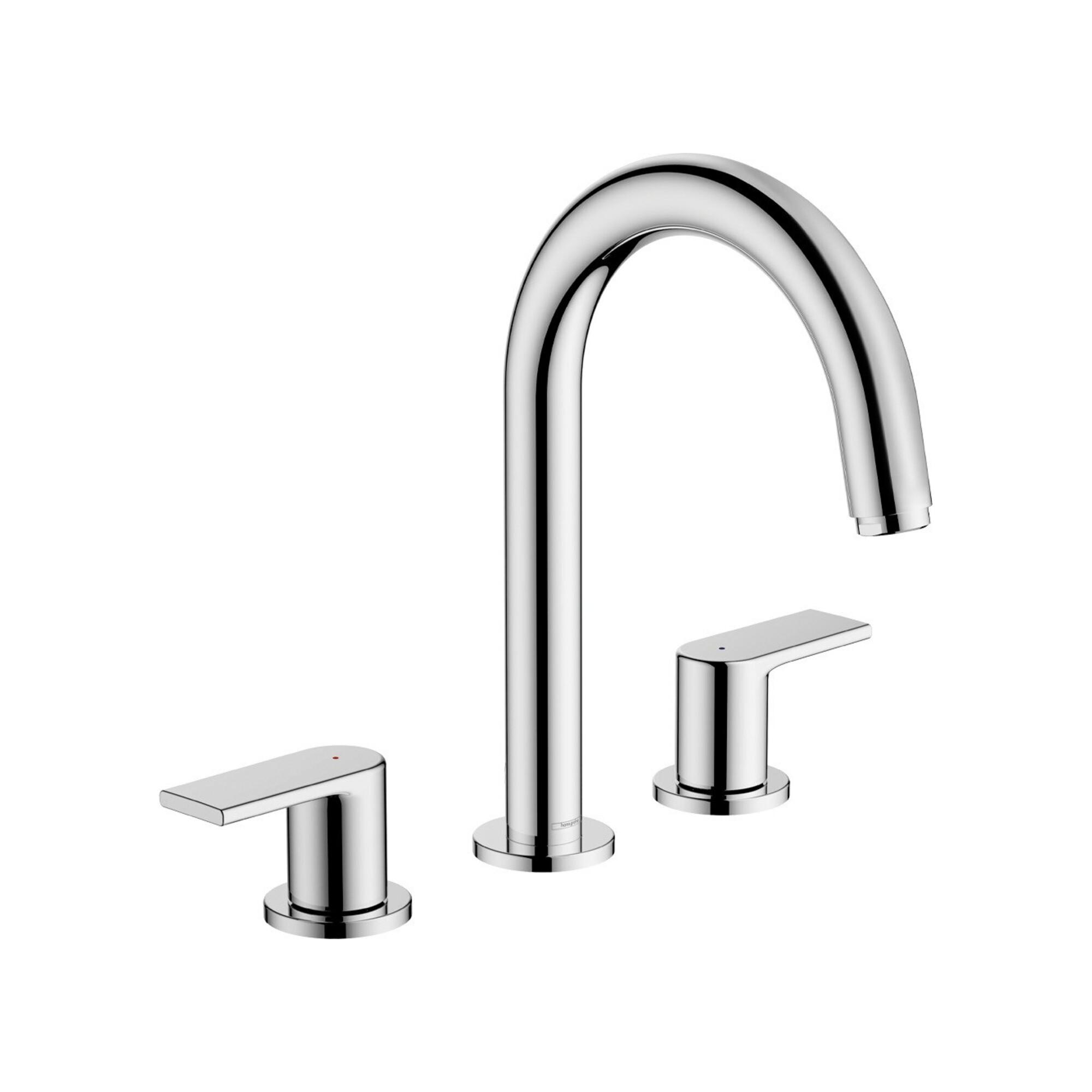 hansgrohe 3-Loch-Waschtischarmatur Vernis Shape mit Zugstangen-Ablaufgarnitur, chrom (71563000)