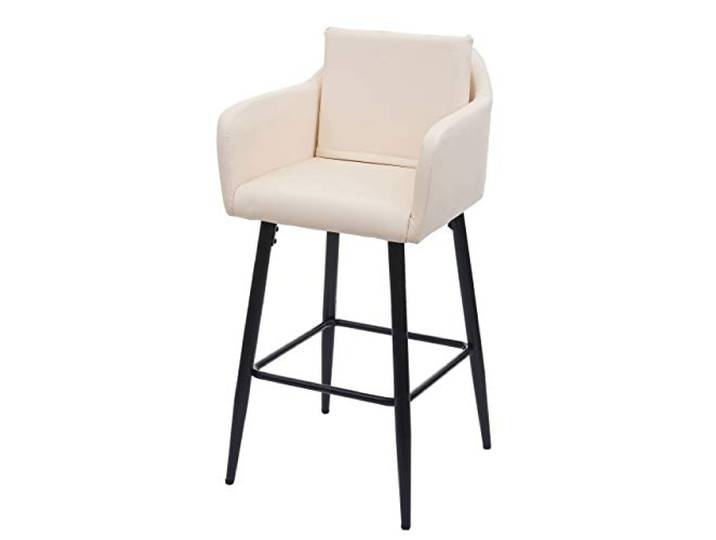 Mendler Barhocker HWC-H93 Fußablage Metall - Kunstleder Creme-beige