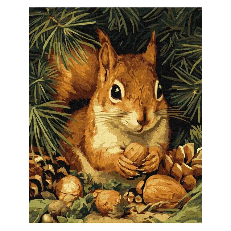Ideyka Malen nach Zahlen Eichhörnchen und Nüsse 40 x 50 cm (KHO6843)