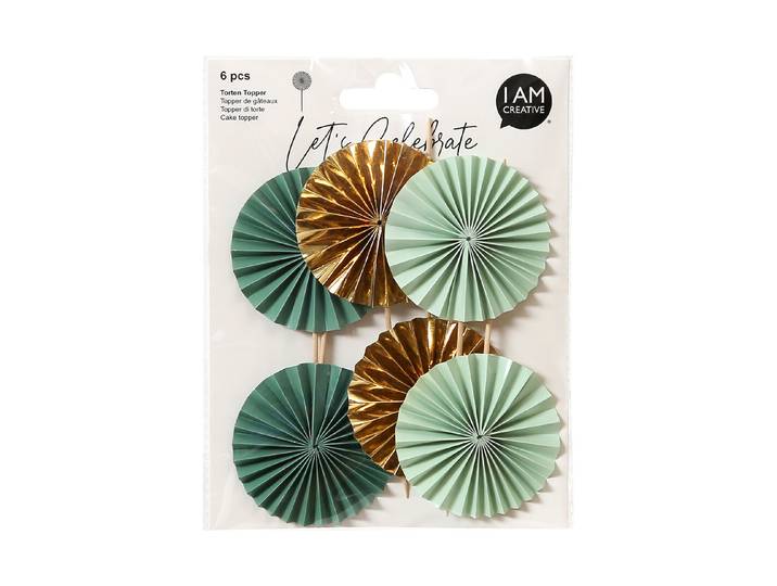 Fächer Picker mint / gold, 6 Stk.