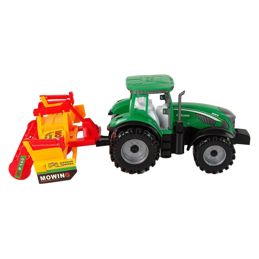 Lean Toys Grüner Traktor mit orangefarbenem Grubber für Kinder (37174420)