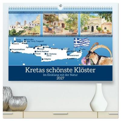 Kretas schönste Klöster (hochwertiger Premium Wandkalender 2027 DIN A2 quer), Kunstdruck in Hochglanz