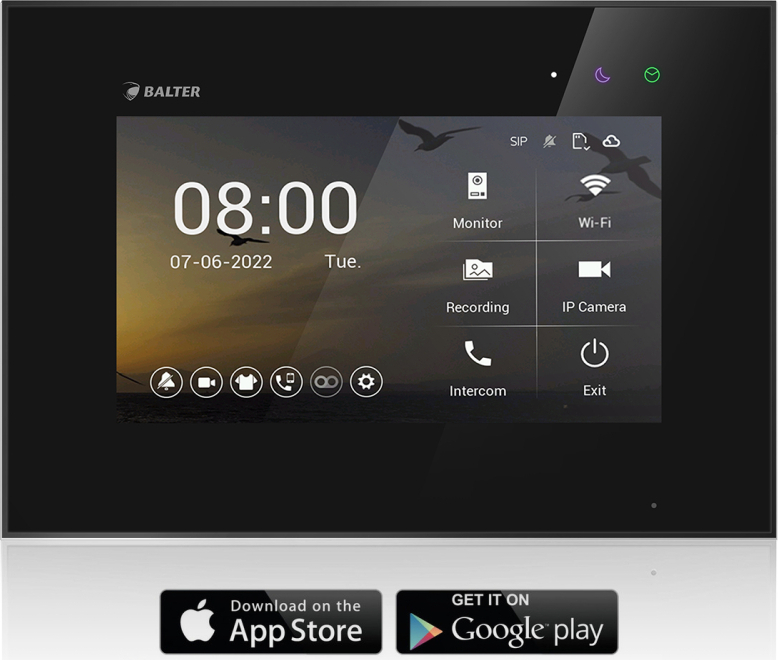 Zusatzmonitor Balter Evo HD-7M-WIFI Schwarz mit App