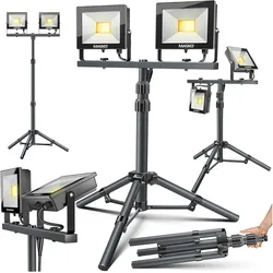 Masko, Arbeitsleuchte, LED Baustrahler mit Stativ & Fernbedienung 8000 Lumen (8000 lm)