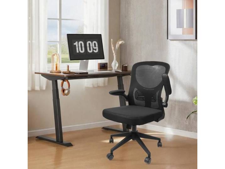 HOMEWELL. 1PCS CHAISE DE BUREAU À DOSSIER CHAISE SÉDENTAIRE PROTÉGEANT LA TAILLE 52*49*96-106CM NOIR