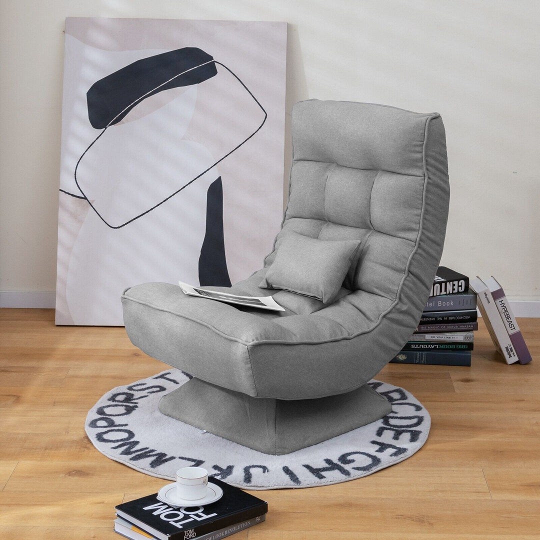 Brayden Studio Upholstered Swivel Armless Grey 92cm H X 100cm W X 63cm D