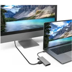 Hama USB-C-Multiport Adapter (USB-C, 6 Ports), Dockingstation + USB Hub, Grau