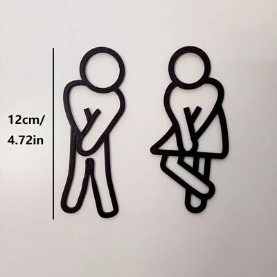 Uplift Picks Creative Funny Bathroom Signs Men Women Restroom Door Decor Wall Sticker black