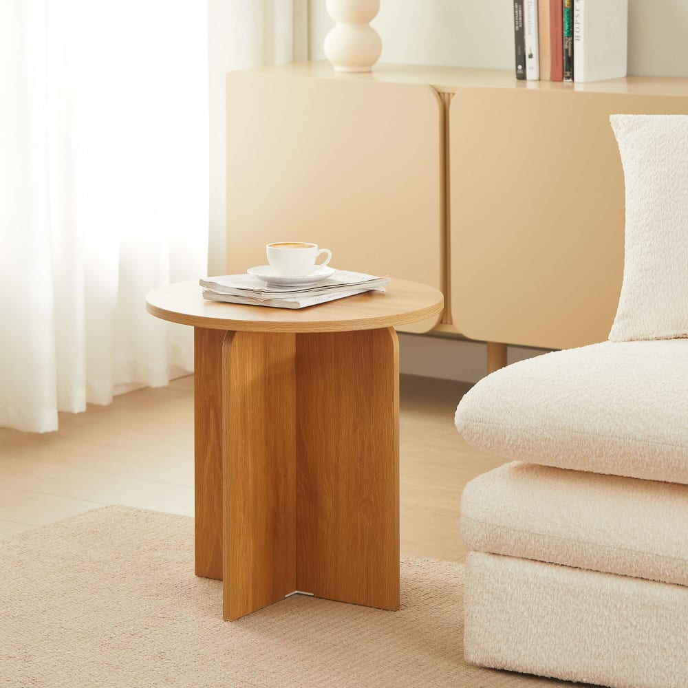 Baita Table d'appoint ronde effet chêne h50cm Marron 50x50x50cm