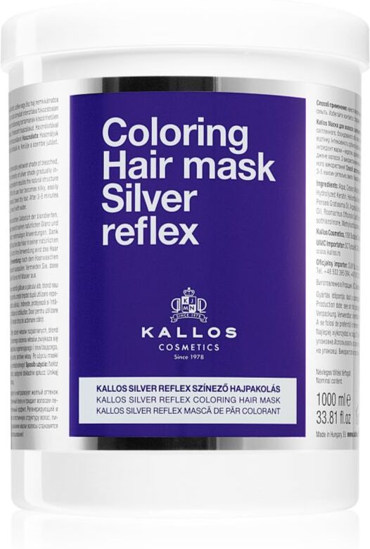 Kallos Coloring Hair Mask Silver Reflex Maske für die Haare neutralisiert gelbe Verfärbungen 1000 ml