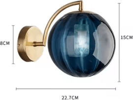 Inspire Curations Nordic Glass Ball E14 Wall Sconce blue