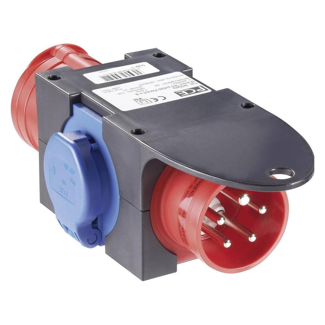 PCE 3-fach Steckdose 1-fach CEE-Phasenwendergerätestecker Vollgummi IP54 250V 16A 9430452 (3x, CEE 16/5) (9430452)