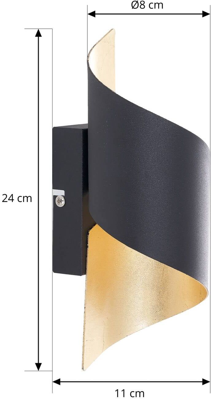 Væglampe Desirio Lindby, dæmpbar, Sort, Soveværelse, Metal, Moderne