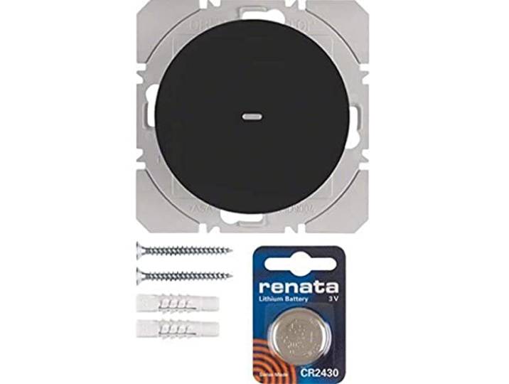 Pulsador de superficie KNX radio quicklink simple, con batería, berker.Net Emisores KNX radio de hager, para series berker R.x de hager, negro