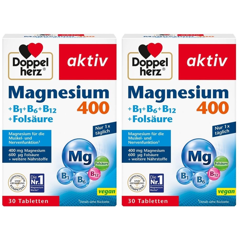 Doppelherz Magnesium 400 + B1 B6 B12 2x30 St Tabletten