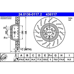 Bremsscheibe ATE 24.0136-0117.2 für BMW 5er