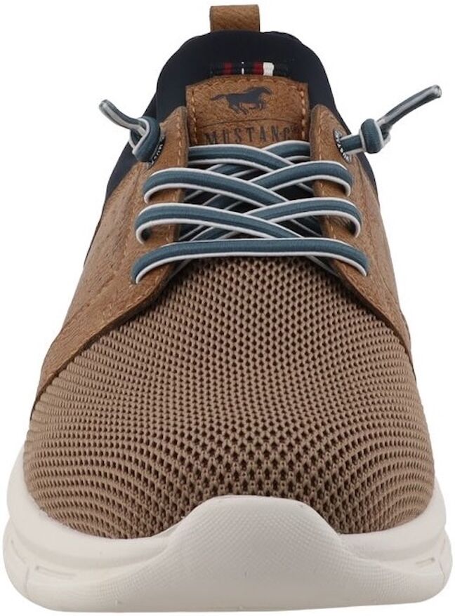 Slip-On Sneaker MUSTANG SHOES "Gregorio", Herren, Gr. 43, Textil, braun (braun kombiniert), Lederimitat, Textil, Schuhe Slip-On Sneaker, Schlupfschuh, Freizeitschuh, Halbschuh mit elastischen Schnürsenkeln braun kombiniert 43, Textil