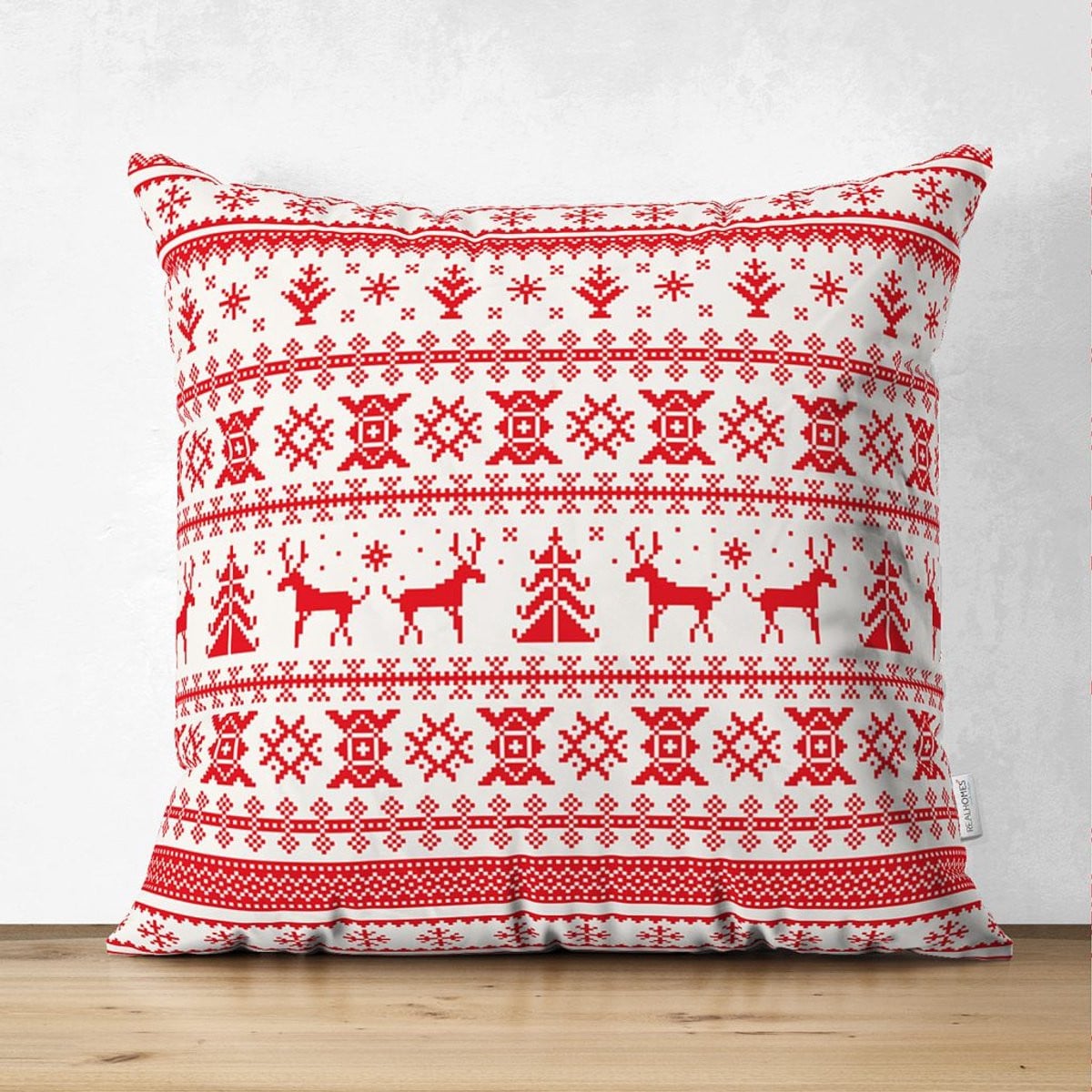 Kussenloop Sierkussen Velvet Kerst Rode Rendieren 45 x 45 cm