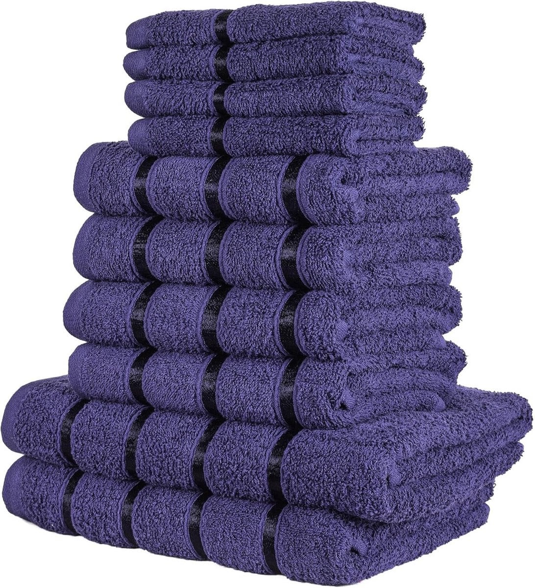 Set van 10 luxe Egyptische katoenen badhanddoeken - Marineblauw