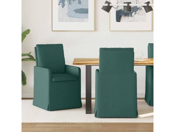 HGPOTUY Esszimmerstühle 2er Set Stoff Dunkelgrün 57x67x98 cm Mit Rollen, Ergonomisches Design, Metall-Sperrholzrahmen, Einfache Montage