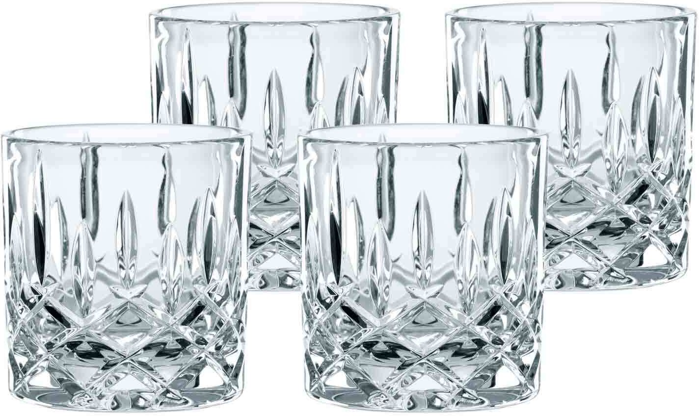 Whiskyglas NACHTMANN "Whiskygläser Noblesse 245 ml 4er Set transparent", bunt (transparent), B:2cm H:2cm Ø:8cm, Glas, Trinkgefäße, Whiskyglas, Erhöhte Bruchfestigkeit, Kristallglas, spülmaschinenfest