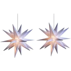 Novaliv, LED Weihnachtsdeko, 2er Sparset Weihnachtssterne Dekosterne 40cm Weiss Aussen Kabel mit Trafo & Timerfunktion 3D