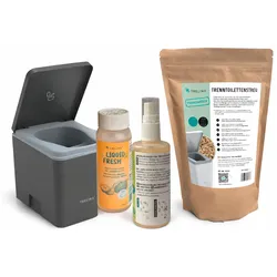 Trelino Evo L Trenntoilette inkl. Holy Shine Bio Active 100 ml / Liquid Fresh 100 ml / Trenntoilettenstreu 1,2 Liter anthrazit