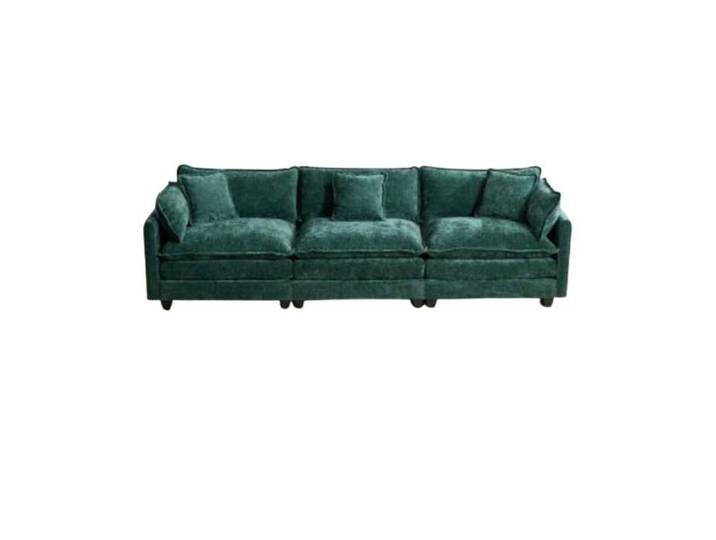 Canapé Cloud 3 place – Tissu chenille respirant – Vert – Design moderne