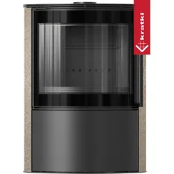 BJORN Ø 150 7 kW freistehender Stahlofen, dekorative GOLD SATIN-Speicherkeramik; Stahlabdeckung; schwarzes Thermotec