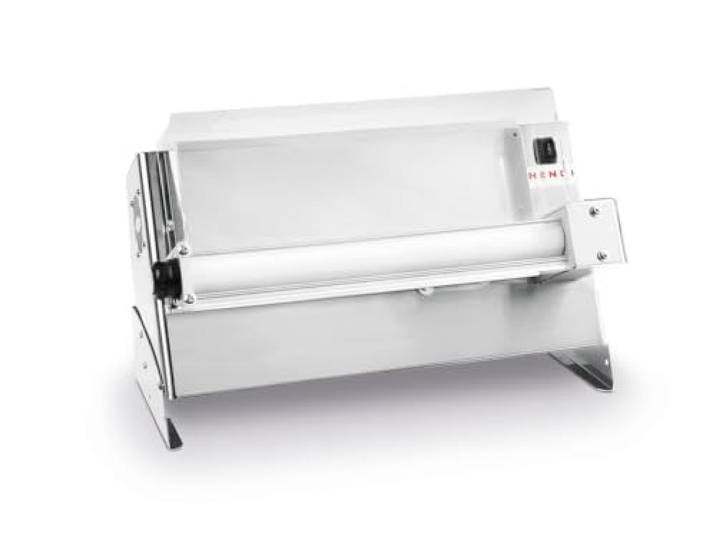 HENDI Teigroller, Elektrisch, individuel einstellbare Rollensatz mit Pedalbedienung, Von kaltem Pizza- und Pastateig, Teigdicke von 26 bis 50cm, 230V, 370W, 645x360x(H)430mm, Edelstahl, HDPE
