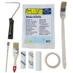Scorprotect® Profi-Renovier-Set 9-teilig für Malerarbeiten mit Farbroller, Walzen, Pinsel, Folie & Kreppband