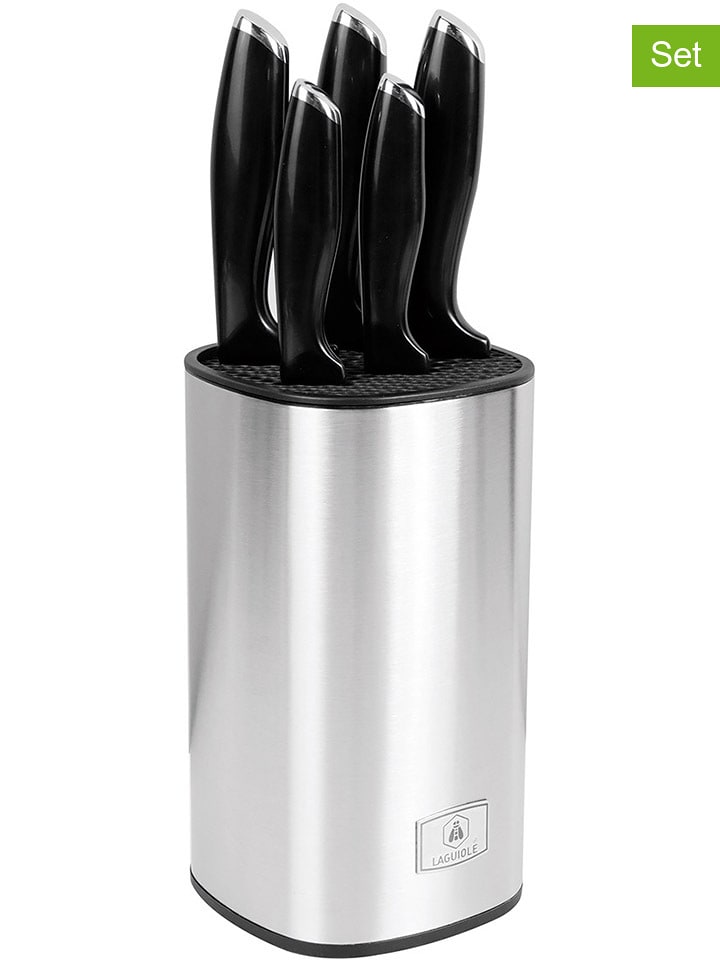 Laguiole 5tlg. Messerblock-Set ''Lumin'' in Silber - onesize