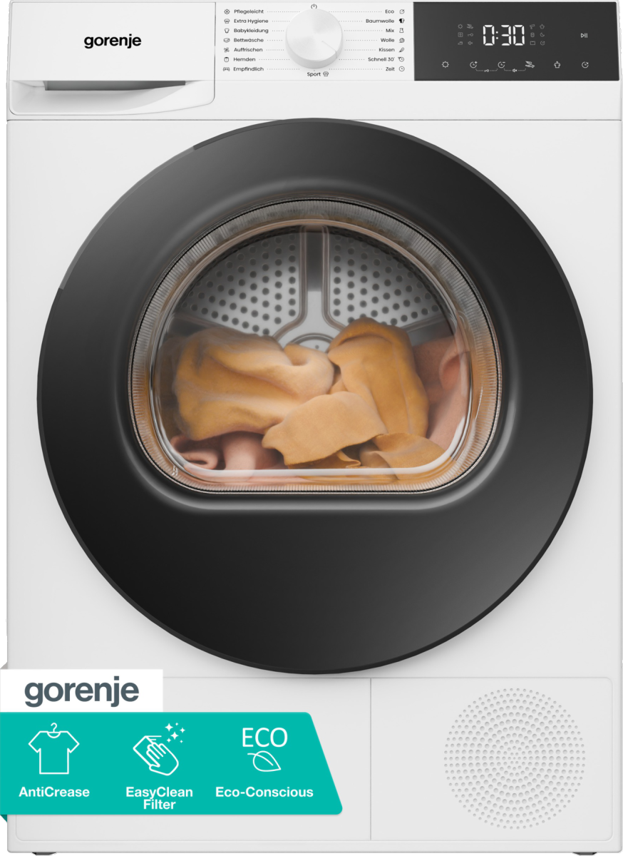 Gorenje Wärmepumpentrockner "WaveDG2P8D", Energieeffizienz: D, weiß, B:59,5cm H:84,5cm T:51cm, Trockner, Knitterschutz, EasyClean Filter, SensorDry, Wärmepumpentrockner, Topseller