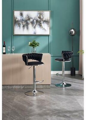 Set of 2 Bar Stools,with Chrome Footrest and Base Swivel Height Adjustable Mechanical Lifting