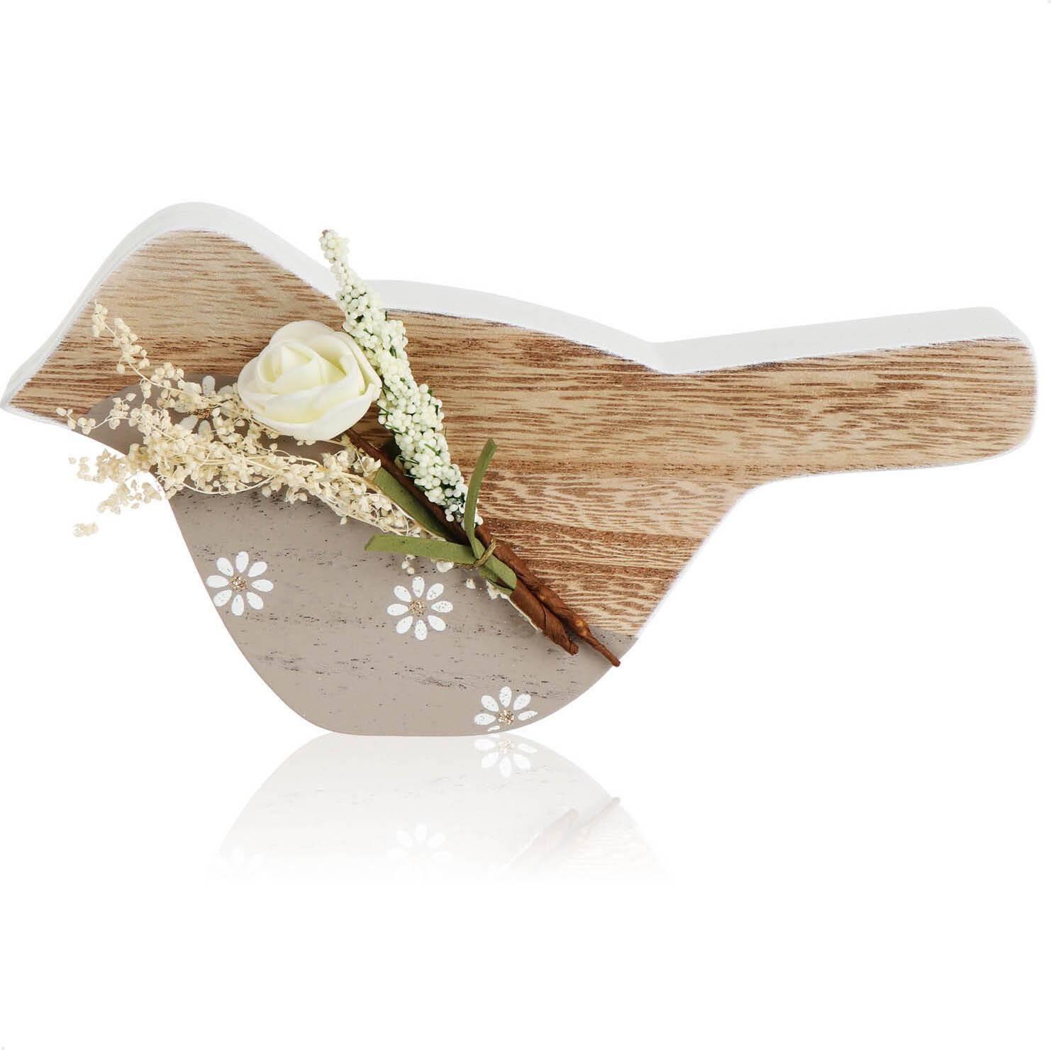COM-Four Houten decoratiefiguur Vogel voor lentecoratie en Pasen