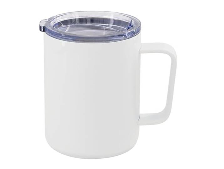 22Feels Edelstahlbecher Sublimationsrohling Camping Becher Blanko 295ml (10oz) Weiss Vakuumisolierter Edelstahl Kaffeebecher mit Henkel und Deckel Sublimation (10er Set)