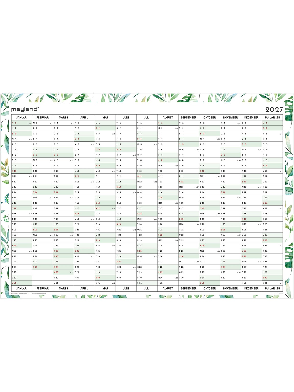 Mayland Kæmpekelander whiteboard 1x13 mdr. 2027
