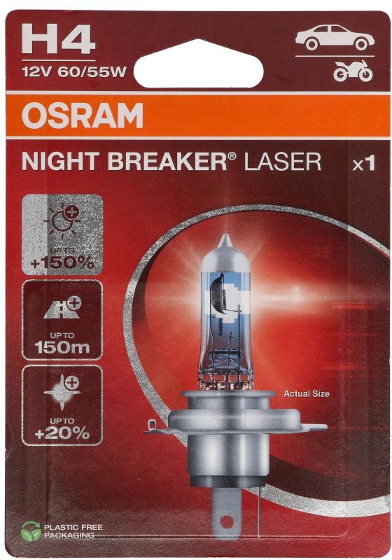 Ams-Osram Lampada a incandescenza OSRAM Night Breaker Laser H4 12V, 60/55W, 1 Pezzo