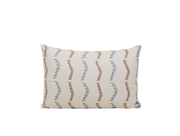 Housse de coussin motif en zigzag brodé multicolore 40x60 cm
