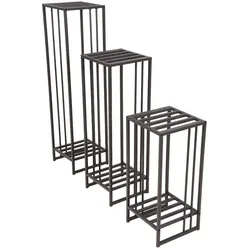 DELUKE Pflanzständer GEORG 3er Set, schwarz Schwarz Stahl Blumenständer Topfhalter Planzen Dekoration Garten Balkon