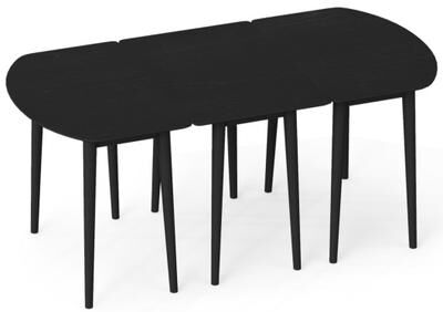 Costway Extendable Dining Table Set with 2 Half-Round and 1 Rectangular Tables-Black