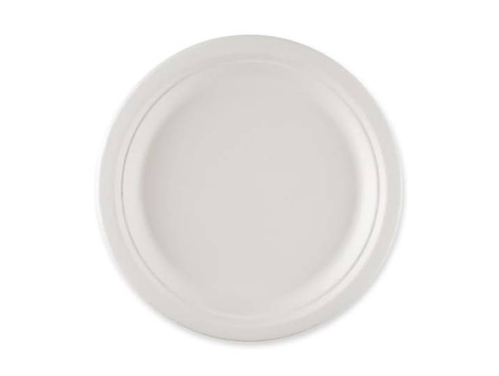 FRANZ MENSCH 1000 Stück NATUREStar Teller rund, Zuckerrohr, weiß, Ø 23 cm aus Zuckerrohr, rund, 2 cm hoch, Einweggeschirr, für Catering, Take-away