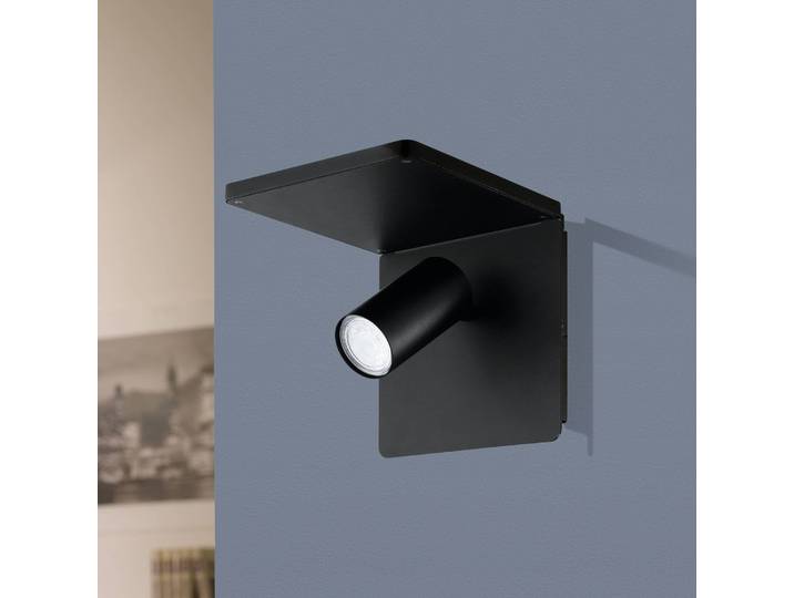 EGLO LED-Wandspot Ciglie, schwarz, mit Ladefunktion QI Ciglie, schwarz, für Wohn- / Esszimmer, Aluminium, Modern