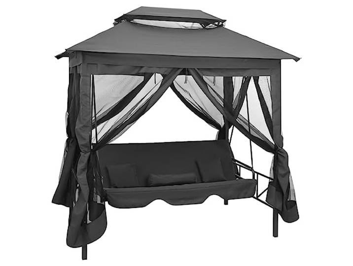 vidaXL Gartenschaukel mit Bettfunktion und Dach 220×160×240 cm Stahl