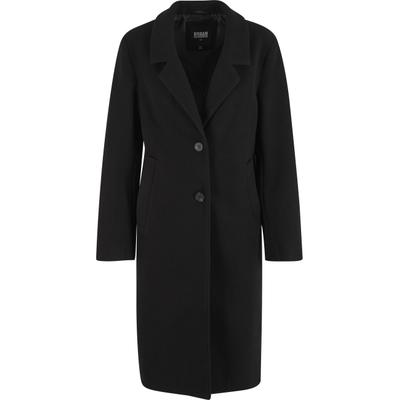 Winterjacke URBAN CLASSICS "Urban Classics Ladies Basic Coat", Damen, Gr. M, schwarz, 100% Polyester, unifarben, normal, amerikanischer Ausschnitt, Jacken Winterjacke