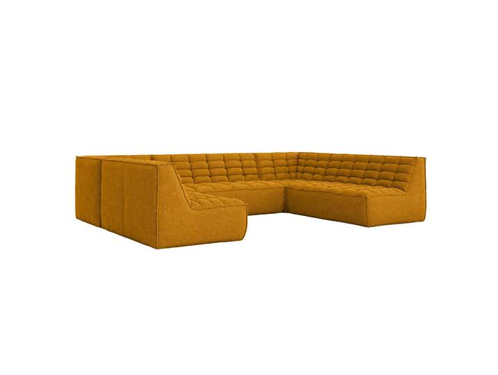 Kaiser Möbel Ecksofa U XL Modulares U-Form, Plüschstoff Pop, Senffarbe, Lazy U XL, Gelb, Holz, 346x76x253 cm, Wohnzimmer, Sofas & Couches, Wohnlandschaften, Wohnlandschaften in U-Form